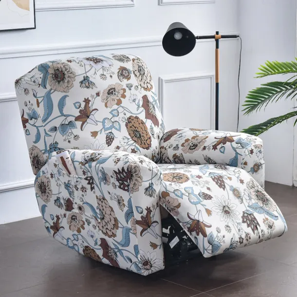 Stretch Recliner Covers Slipcover Graphic Print Anti-Slip Fitted Cover Couch Furniture Protector with Elastic Bottom(Include 1 Backrest Cover, 1 Seat Cover, 2 Armrest Cover)