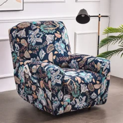 Stretch Recliner Covers Slipcover Graphic Print Anti-Slip Fitted Cover Couch Furniture Protector with Elastic Bottom(Include 1 Backrest Cover, 1 Seat Cover, 2 Armrest Cover)
