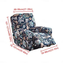 Stretch Recliner Covers Slipcover Graphic Print Anti-Slip Fitted Cover Couch Furniture Protector with Elastic Bottom(Include 1 Backrest Cover, 1 Seat Cover, 2 Armrest Cover)