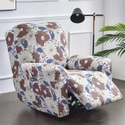 Stretch Recliner Covers Slipcover Graphic Print Anti-Slip Fitted Cover Couch Furniture Protector with Elastic Bottom(Include 1 Backrest Cover, 1 Seat Cover, 2 Armrest Cover)