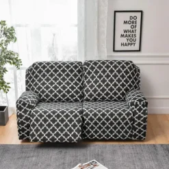 Stretch Reclining Couch Covers 2 Seater Loveseat Reclining Sofa Cover Couch Slipcover with Elastic Loop, Anti-cat Scratch Furniture Protector for Kids, Pets, Dogs, Cats