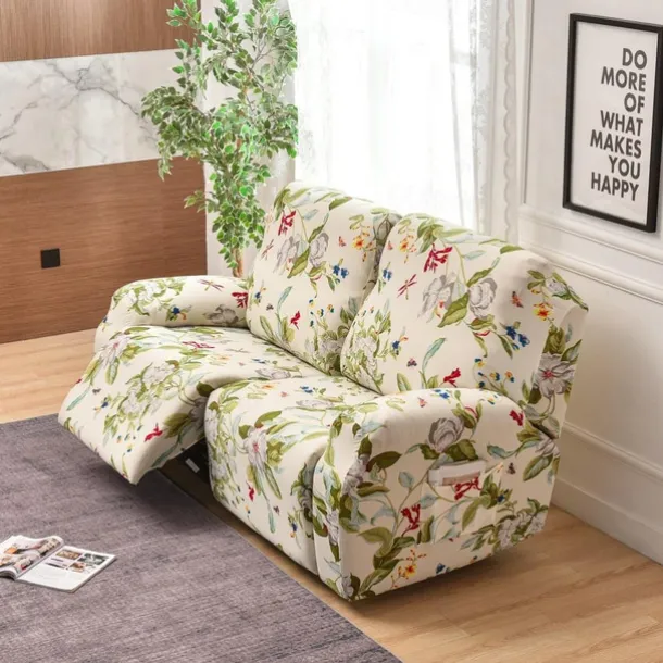 Stretch Reclining Couch Covers 2 Seater Loveseat Reclining Sofa Cover Couch Slipcover with Elastic Loop, Anti-cat Scratch Furniture Protector for Kids, Pets, Dogs, Cats