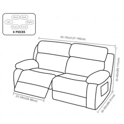 Stretch Reclining Couch Covers 2 Seater Loveseat Reclining Sofa Cover Couch Slipcover with Elastic Loop, Anti-cat Scratch Furniture Protector for Kids, Pets, Dogs, Cats