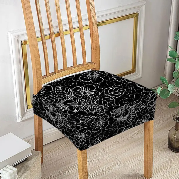 Stretch Seat Covers for Dining Room High Back Dining Chair Cover Floral Printed Soft Removable Washable Seat Covers for Dining Chairs, Dining Room Seat Cover Protector