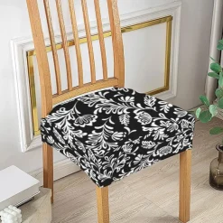 Stretch Seat Covers for Dining Room High Back Dining Chair Cover Floral Printed Soft Removable Washable Seat Covers for Dining Chairs, Dining Room Seat Cover Protector