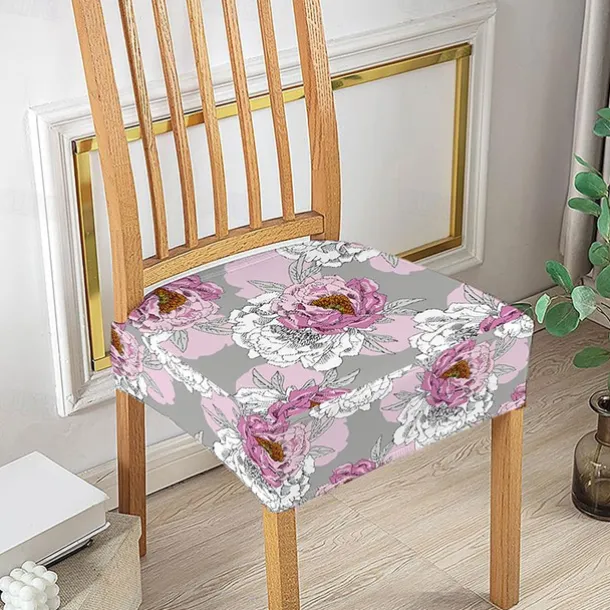 Stretch Seat Covers for Dining Room High Back Dining Chair Cover Floral Printed Soft Removable Washable Seat Covers for Dining Chairs, Dining Room Seat Cover Protector