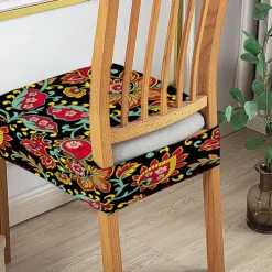 Stretch Seat Covers for Dining Room High Back Dining Chair Cover Floral Printed Soft Removable Washable Seat Covers for Dining Chairs, Dining Room Seat Cover Protector