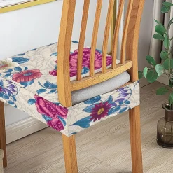 Stretch Seat Covers for Dining Room High Back Dining Chair Cover Floral Printed Soft Removable Washable Seat Covers for Dining Chairs, Dining Room Seat Cover Protector