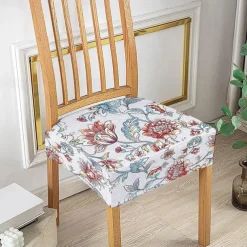 Stretch Seat Covers for Dining Room High Back Dining Chair Cover Floral Printed Soft Removable Washable Seat Covers for Dining Chairs, Dining Room Seat Cover Protector
