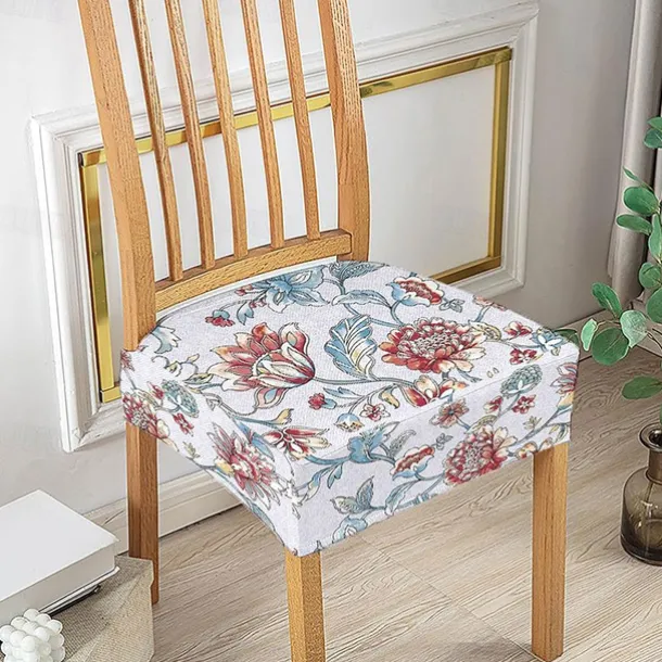Stretch Seat Covers for Dining Room High Back Dining Chair Cover Floral Printed Soft Removable Washable Seat Covers for Dining Chairs, Dining Room Seat Cover Protector