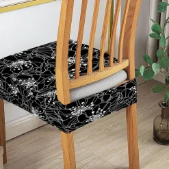 Stretch Seat Covers for Dining Room High Back Dining Chair Cover Floral Printed Soft Removable Washable Seat Covers for Dining Chairs, Dining Room Seat Cover Protector