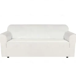 Stretch Sofa Cover Slipcover Elastic Velvet Sectional Couch Armchair Loveseat Burgundy Red 4 Or 3 Seater L Shape Plain Solid Color Soft Durable