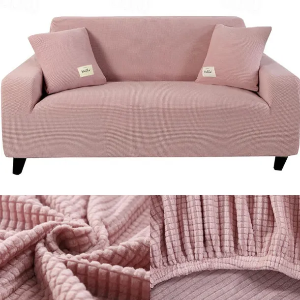 Stretch Sofa Cover Slipcover Burgundy Jacquard Elastic Sectional Couch Armchair Loveseat 4 or 3 Seater L Shape Soft Durable Washable(One Free Boster Case)