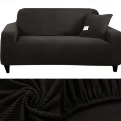 Stretch Sofa Cover Slipcover Burgundy Jacquard Elastic Sectional Couch Armchair Loveseat 4 or 3 Seater L Shape Soft Durable Washable(One Free Boster Case)