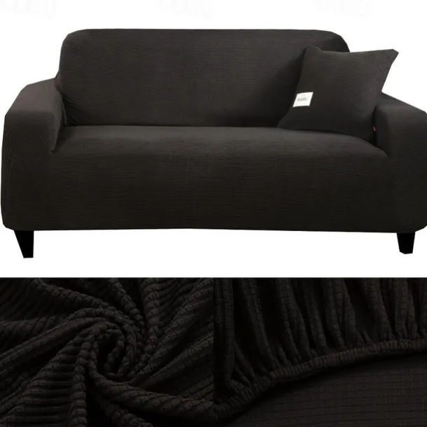 Stretch Sofa Cover Slipcover Burgundy Jacquard Elastic Sectional Couch Armchair Loveseat 4 or 3 Seater L Shape Soft Durable Washable(One Free Boster Case)