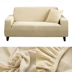 Stretch Sofa Cover Slipcover Burgundy Jacquard Elastic Sectional Couch Armchair Loveseat 4 or 3 Seater L Shape Soft Durable Washable(One Free Boster Case)