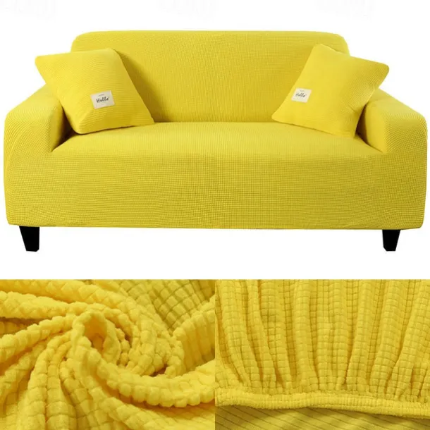 Stretch Sofa Cover Slipcover Burgundy Jacquard Elastic Sectional Couch Armchair Loveseat 4 or 3 Seater L Shape Soft Durable Washable(One Free Boster Case)