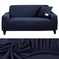 Stretch Sofa Cover Slipcover Burgundy Jacquard Elastic Sectional Couch Armchair Loveseat 4 or 3 Seater L Shape Soft Durable Washable(One Free Boster Case)