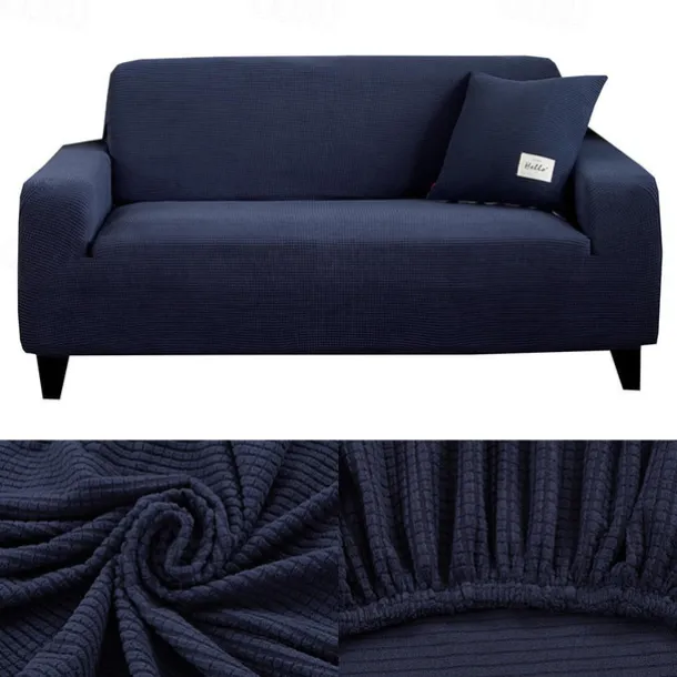 Stretch Sofa Cover Slipcover Burgundy Jacquard Elastic Sectional Couch Armchair Loveseat 4 or 3 Seater L Shape Soft Durable Washable(One Free Boster Case)