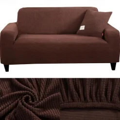 Stretch Sofa Cover Slipcover Burgundy Jacquard Elastic Sectional Couch Armchair Loveseat 4 or 3 Seater L Shape Soft Durable Washable(One Free Boster Case)
