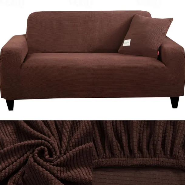 Stretch Sofa Cover Slipcover Burgundy Jacquard Elastic Sectional Couch Armchair Loveseat 4 or 3 Seater L Shape Soft Durable Washable(One Free Boster Case)