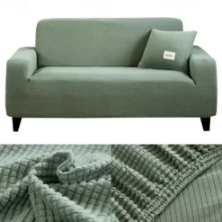 Stretch Sofa Cover Slipcover Burgundy Jacquard Elastic Sectional Couch Armchair Loveseat 4 or 3 Seater L Shape Soft Durable Washable(One Free Boster Case)