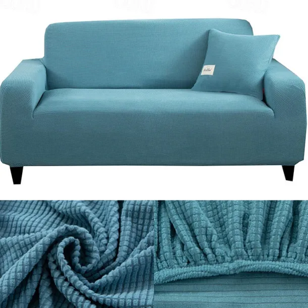 Stretch Sofa Cover Slipcover Burgundy Jacquard Elastic Sectional Couch Armchair Loveseat 4 or 3 Seater L Shape Soft Durable Washable(One Free Boster Case)