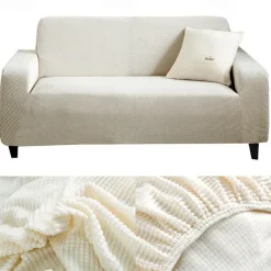 Stretch Sofa Cover Slipcover Burgundy Jacquard Elastic Sectional Couch Armchair Loveseat 4 or 3 Seater L Shape Soft Durable Washable(One Free Boster Case)