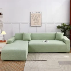 Stretch Sofa Cover Slipcover Jacquard Elastic Sectional Couch Armchair Loveseat 4 or 4 or 3 Seater Burgundy Red L Shape White Grey Black Plain Solid Color Soft Durable Washable(1 Free Cushion Cover)