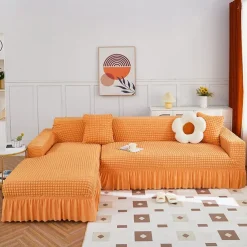 Stretch Sofa Cover Slipcover Jacquard Elastic Sectional Couch Armchair Loveseat 4 or 4 or 3 Seater Burgundy Red L Shape White Grey Black Plain Solid Color Soft Durable Washable(1 Free Cushion Cover)