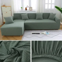 Stretch Sofa Cover Slipcover Jacquard Elastic Sectional Couch Armchair Loveseat 4 or 4 or 3 Seater Burgundy Red L Shape White Grey Black Plain Solid Color Soft Durable Washable(1 Free Cushion Cover)