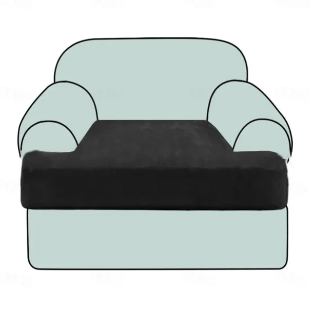 Stretch Sofa Seat Cover Couch T Seat Pad Cushion Slipcover Elastic Couch Armchair Loveseat 3 Seater Grey Plain Solid Soft Durable Washable