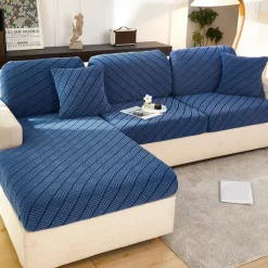 Stretch Sofa Seat Cushion Cover Slipcover Elastic Couch Armchair Loveseat 4 Or 3 Seater Grey Plain Solid Soft Durable Washable