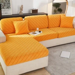 Stretch Sofa Seat Cushion Cover Slipcover Elastic Couch Armchair Loveseat 4 Or 3 Seater Grey Plain Solid Soft Durable Washable