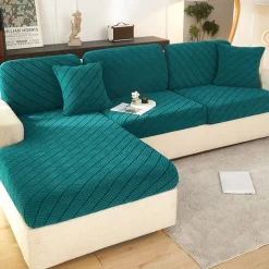 Stretch Sofa Seat Cushion Cover Slipcover Elastic Couch Armchair Loveseat 4 Or 3 Seater Grey Plain Solid Soft Durable Washable