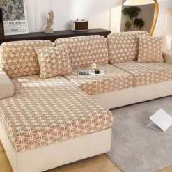 Stretch Sofa Seat Cushion Cover Slipcover Elastic Couch Armchair Loveseat 4 Or 3 Seater Grey Plain Solid Soft Durable Washable