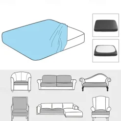 Stretch Sofa Seat Cushion Cover Slipcover Elastic Couch Armchair Loveseat 4 Or 3 Seater Grey Plain Solid Soft Durable Washable