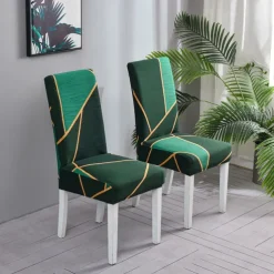 Stretch Spandex Dining Chair Cover 4/6 Pcs Set, Geometric Pattern High Back Dining Chair Cover Slipcover with Elastic Band for Dining Room,Wedding, Ceremony, Banquet,Home Decor