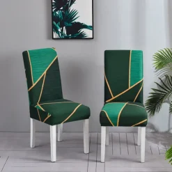 Stretch Spandex Dining Chair Cover 4/6 Pcs Set, Geometric Pattern High Back Dining Chair Cover Slipcover with Elastic Band for Dining Room,Wedding, Ceremony, Banquet,Home Decor