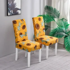 Stretch Spandex Dining Chair Cover 4/6 Pcs Set, Floral Printed Stretch High Back Dining Chair Cover Slipcover with Elastic Band for Dining Room,Wedding, Ceremony, Banquet,Home Decor