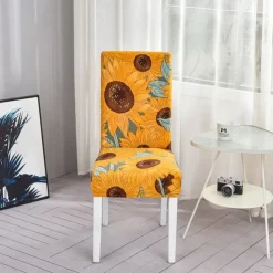 Stretch Spandex Dining Chair Cover 4/6 Pcs Set, Floral Printed Stretch High Back Dining Chair Cover Slipcover with Elastic Band for Dining Room,Wedding, Ceremony, Banquet,Home Decor