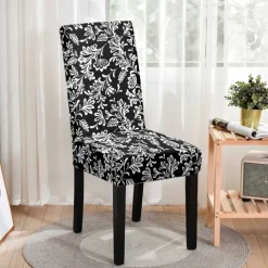 Stretch Spandex Dining Chair Cover 1 Piece, Floral Printed Stretch Chair Protector Cover Seat Slipcover with Elastic Band for Dining Room,Wedding, Ceremony, Banquet,Home Decor