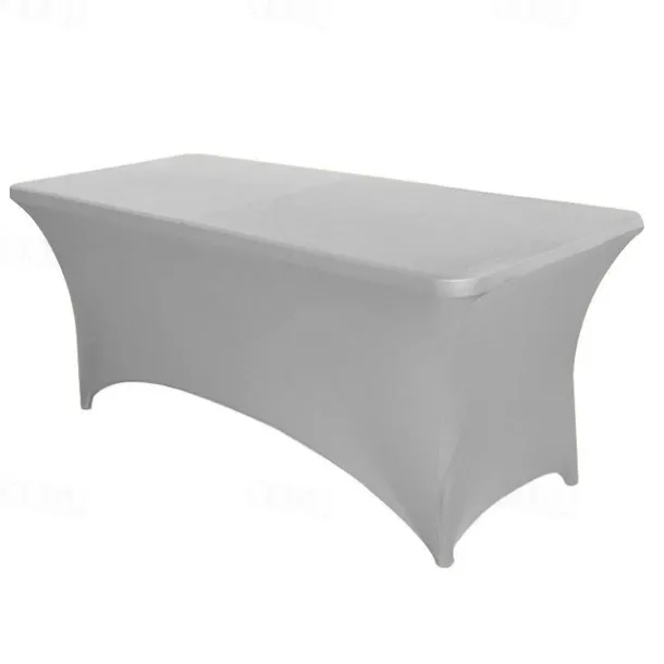 Stretch Spandex Table Cover for Standard Folding Tables - Universal Rectangular Fitted Tablecloth Protector for Wedding, Banquet and Party