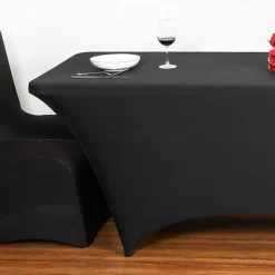 Stretch Spandex Table Cover for Standard Folding Tables - Universal Rectangular Fitted Tablecloth Protector for Wedding, Banquet and Party