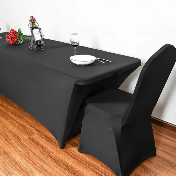 Stretch Spandex Table Cover for Standard Folding Tables - Universal Rectangular Fitted Tablecloth Protector for Wedding, Banquet and Party