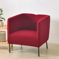 Stretch Square Tub Covers Chair Burgundy Slipcover Sofa Cover Furniture Protector High Stretch 1 Piece Sofa Chair Covers for Living Room Durable Spandex Fabric Non SkidWashable