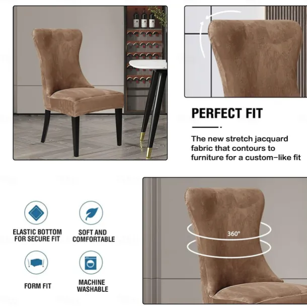 Stretch Svelvet Chair Cover High Back Dining Chair Cover Household Simple One-Piece Chair Set Hotel Chair Set Stool Cover