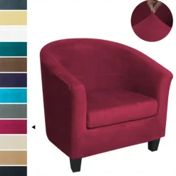 Stretch Velvet Club Chair Cover Barrel Chair Slipcover Elastic Armchair Single Sofa Cover Barrel Tub Chair for Cafe Hotel Coffee Shop Cross Border Soft Durable Washable