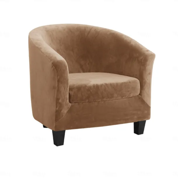 Stretch Velvet Club Chair Cover Barrel Chair Slipcover Elastic Armchair Single Sofa Cover Barrel Tub Chair for Cafe Hotel Coffee Shop Cross Border Soft Durable Washable
