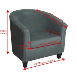 Stretch Velvet Club Chair Cover Barrel Chair Slipcover Elastic Armchair Single Sofa Cover Barrel Tub Chair for Cafe Hotel Coffee Shop Cross Border Soft Durable Washable